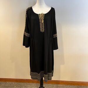 J.Jill Black embroidered long sleeve Dress size 2X